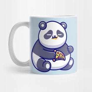 Cute Fat Panda Eating Pizza Cartoon Mug